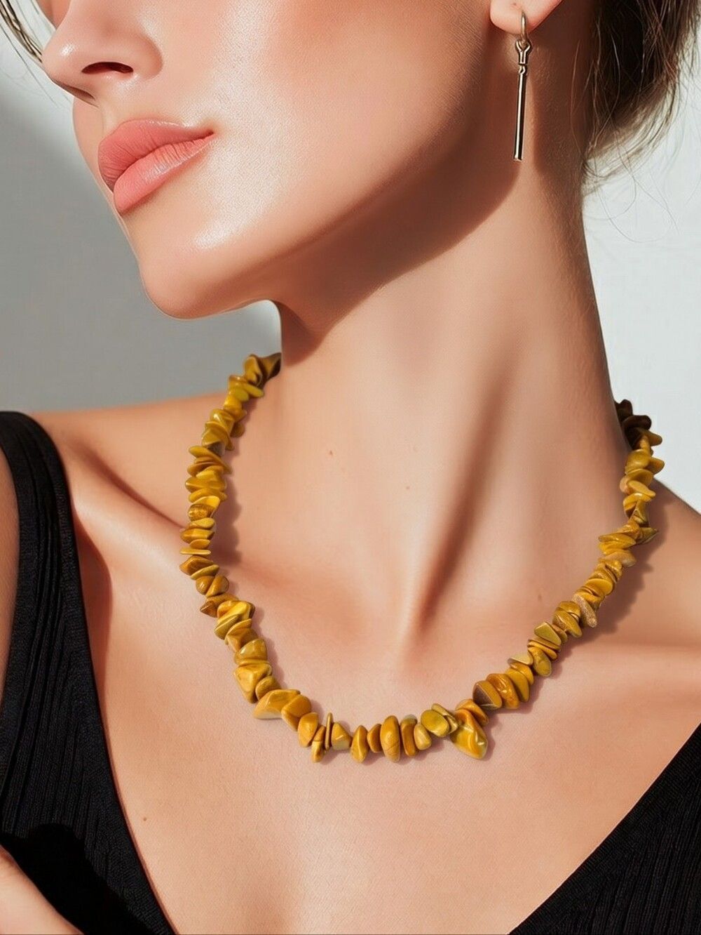 Baltic Butterscotch Amber Nugget Chip Necklace Natural Fossil Resin Boho Vintage